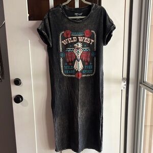 HRT & LUV Black Graphic Wild West Short-Sleeve T-Shirt Dress